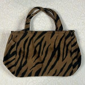 Brown and Black Animal Print Fuzzy Mini Bag